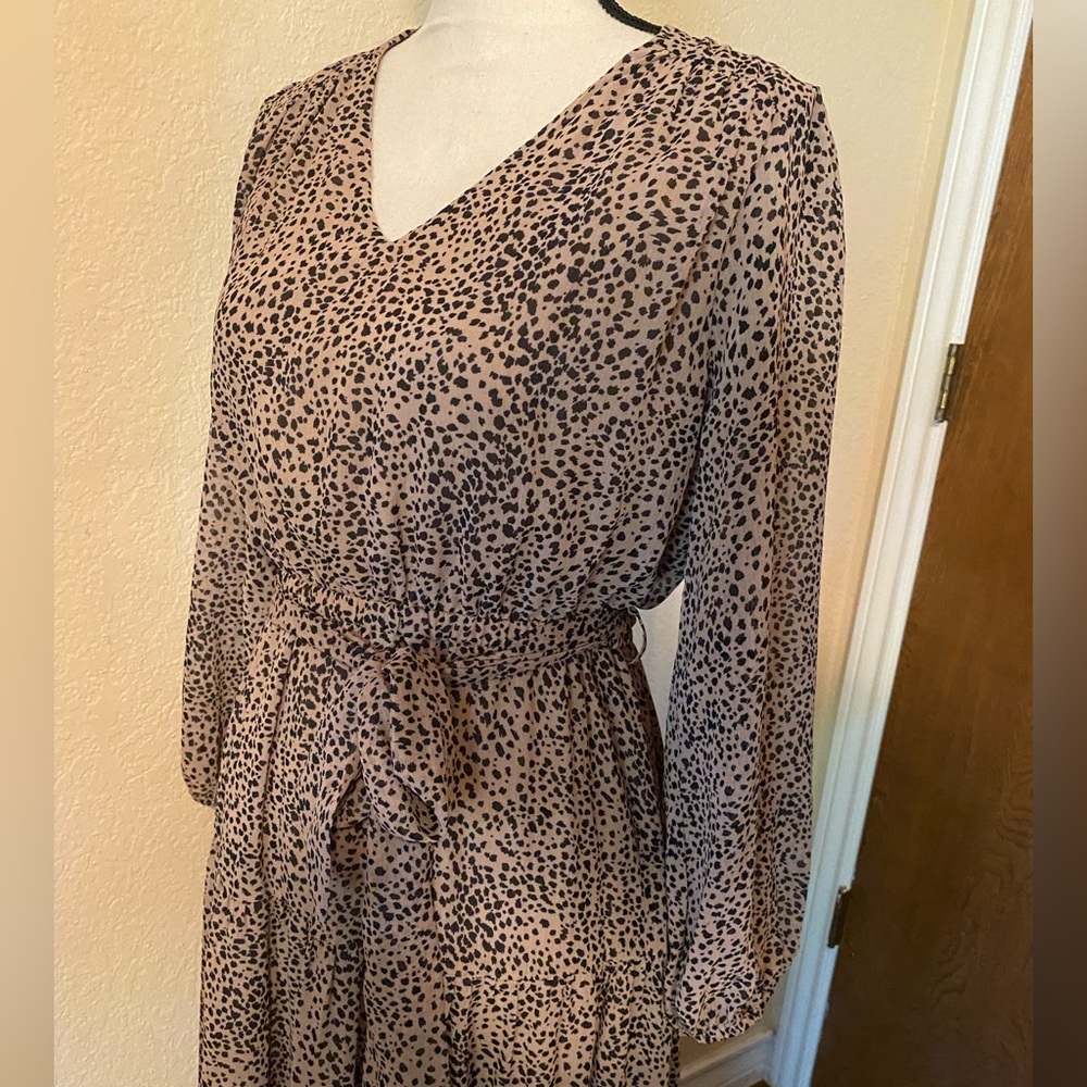 Long Sleeve Animal Print Maxi Dress